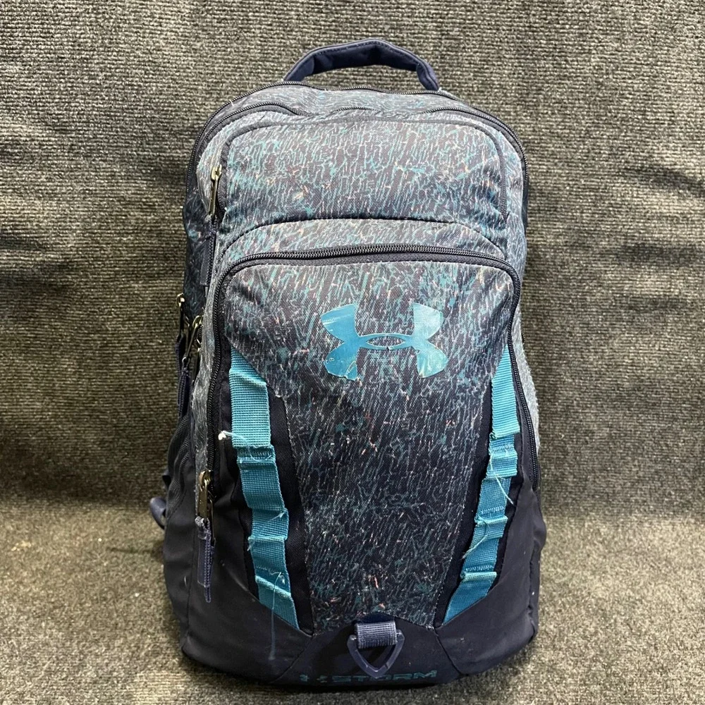 Under Armour 1261825 Teal Blue Patterned Water Resistant Storm Recruit Backpack